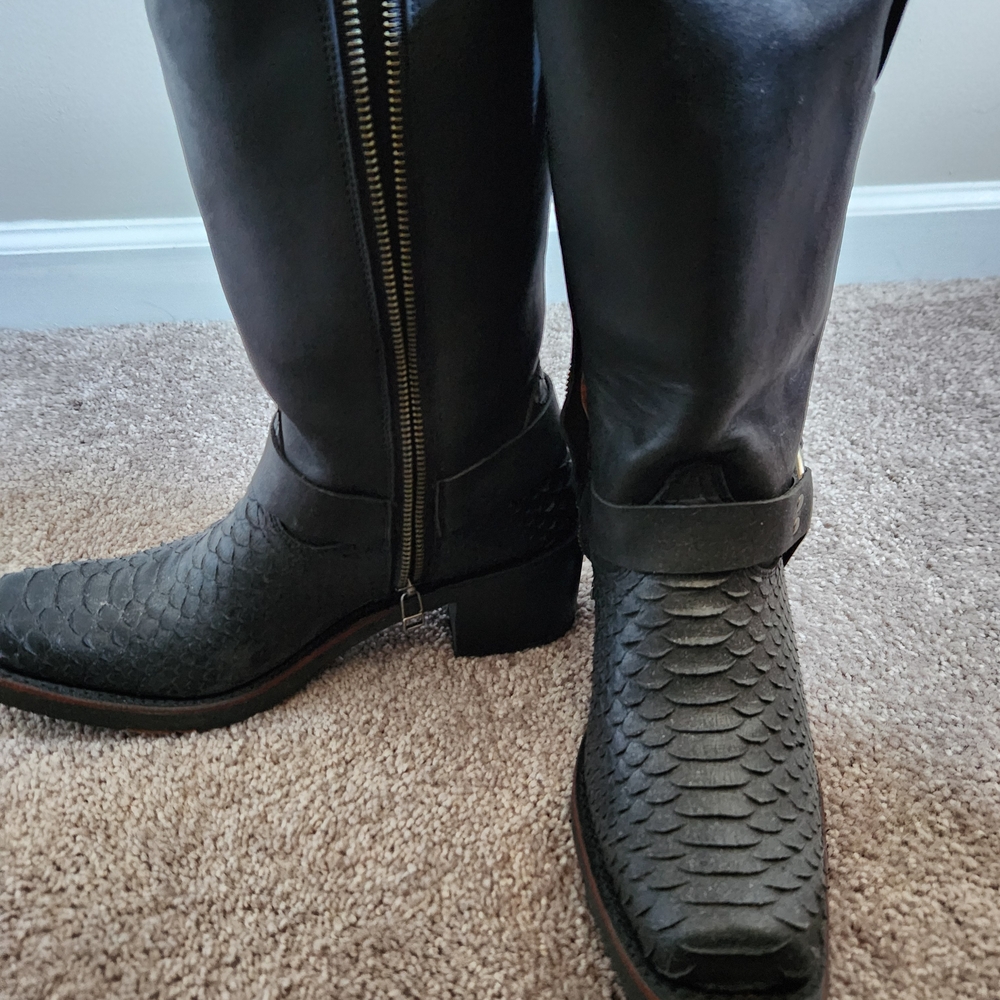 Harley-Davidson Black Textured Heeled Boots